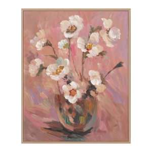 "Faded Flora" Framed Hand Painted Canvas Wall Art, 100cm