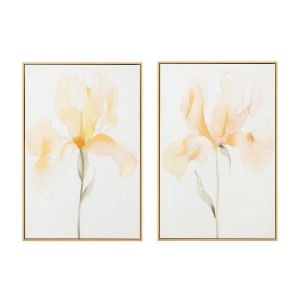 "Soft Iris" Framed Canvas Wall Art Painting, 2 Piece Set, 90cm