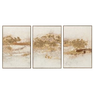"Golden Touch" Framed Canvas Wall Art Painting, 3 Piece Set, 120cm