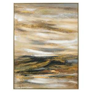 "Gilded Light" Framed Enhanced Abstract Canvas Wall Art Print, Style A, 102cm