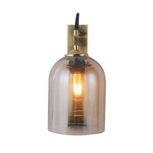 Marco Glass & Metal Wall Light, Gold / Cognac