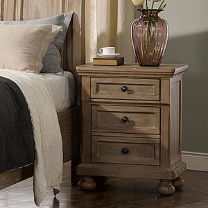 Alvis Solid Pine Timber 3 Drawer Bedside Table