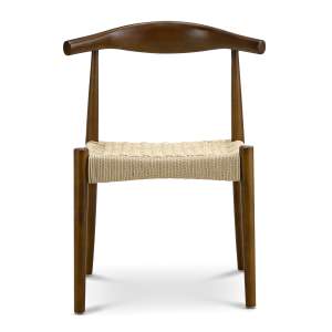 Elba Ashwood Elbow Dining Chair, Woven Cord Seat, Set of 2, Walnut
