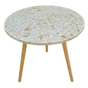 Elodie Mother of Pearl Inlaid Top Round Side Table