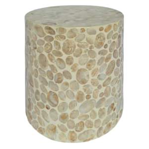 Elodie Mother of Pearl Inlaid Accent Stool / Side Table