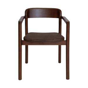 Matilda Commercial Grade Ashwood Dining Armchair, Eastwood Fabric Seat, Walnut / Bison