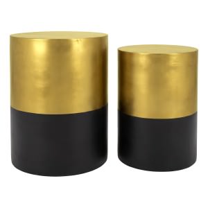 Merinda 2 Piece Brass Round Side Table / Accent Stool Set