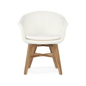 Mogo Resin Wicker & Teak Timber Indoor / Outdoor Dining Armchair, White / Natural