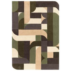 Asiatic Matrix Klotski Hand Tufted Designer Wool Rug, 200x300cm, Sage