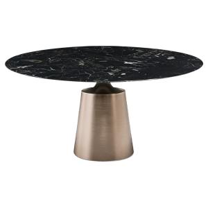 Vistaro Marble & Stainless Steel Round Dining Table, 135cm