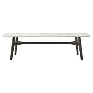 Traveo Marble & Timber Trestle Dining Table, 180cm