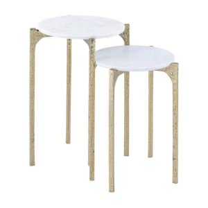 Thea 2 Piece Marble Nested Round Side Table Set