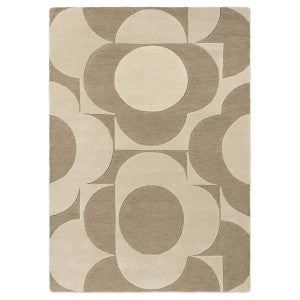 Orla Kiely Prism Flower Hand Tufted Designer Wool Rug, 180x120cm, Mushroom / Ecru