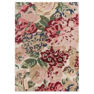 Sanderson Rose & Peony Hand Tufted Designer Wool Rug, 280x200cm, Red