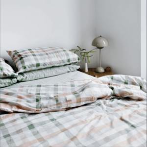 Bambury Bulbul Desert Plaid Organic Cotton Quilt Cover Set, Single