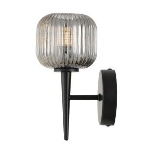 Bobo Metal & Glass Wall Light, Black / Smoke