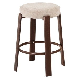 Boden Chenille Fabric & Metal Counter Stool, Beige / Walnut