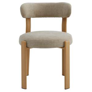 Myric Chenille Fabric & Metal Dining Chair, Beige / Ashwood