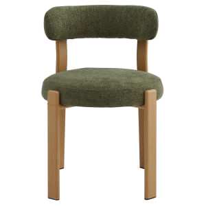 Myric Chenille Fabric & Metal Dining Chair, Olive / Ashwood