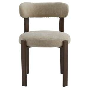Myric Chenille Fabric & Metal Dining Chair, Beige / Walnut