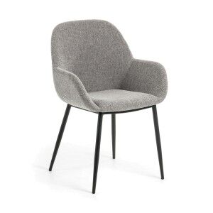 Kier Fabric & Metal Dining Armchair, Grey