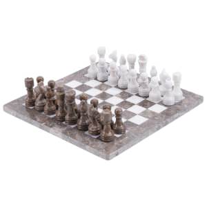 Archaia Marble Chess Set, 30cm, Grey / White