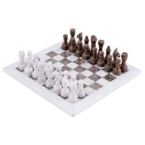 Archaia Marble Chess Set, 30cm, White / Grey