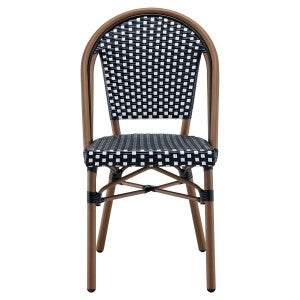 Ally Polyrattan & Steel Parisian Indoor / Outdoor Bistro Chair, Set of 2, Black Basketweave / Brown