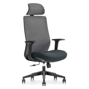 Ovon Fabric Ergonomic Office Chair with Headrest, Black / Dark Green