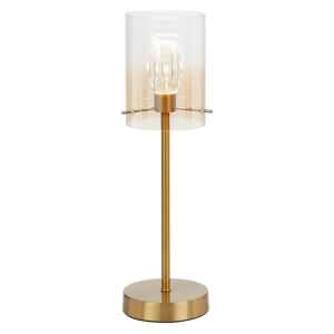 Crevil Iron & Glass LED Table Lamp, Antique Gold / Amber