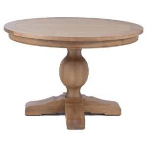 Leyna Oak Timber Round Pedestal Dining Table, 120cm, Natural Oak