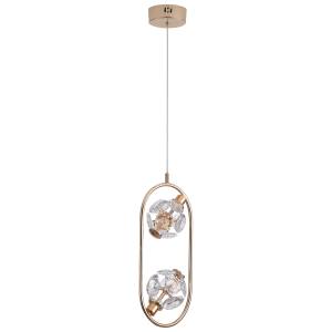 Jolie Iron & Crystal LED Pendant Light, 2 Light, 20W 6000K, Gold