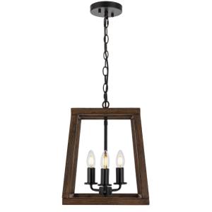 Dalton Iron & Wood Pendant Light, 3 Light 