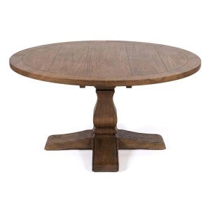 Norcott Mindi Wood Round Pedestal Dining Table, 150cm, Brushed Brown Nut