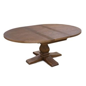 Norcott Mindi Wood Round-to-Oval Extension Pedestal Dining Table, 150-200cm, Brushed Brown Nut