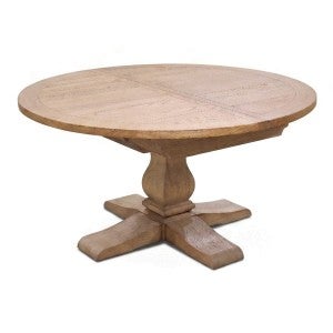 Norcott Oak Timber Round-to-Oval Extension Pedestal Dining Table, 150-200cm, Brushed Brown Nut