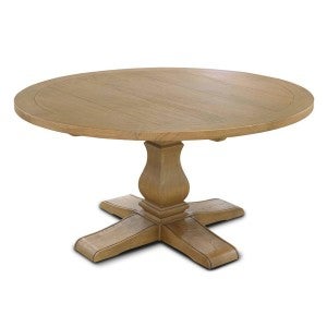 Norcott Oak Timber Round Pedestal Dining Table, 150cm, Natural