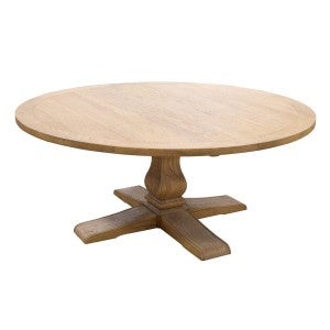 Norcott Oak Timber Round Pedestal Dining Table, 180cm, Natural