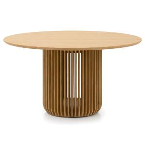 Avelis Wooden Round Dining Table, 140cm, Natural