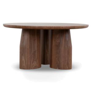 Roku Wooden Round Dining Table, 150cm, Walnut