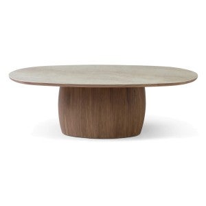 Calvesso Ceramic-Top Wooden Oval Dining Table, 270cm, Walnut