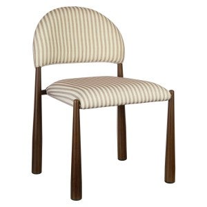 Eptor Fabric & Metal Dining Chair, Beige Stripe / Walnut
