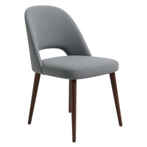 Durafurn Crescent Commercial Grade Vinyl Dining Chair, Metal Leg, Stone / Wenge