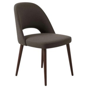 Durafurn Crescent Commercial Grade Fabric Dining Chair, Metal Leg, Charcoal / Wenge