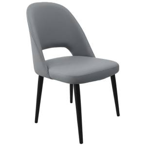 Durafurn Crescent Commercial Grade Vinyl Dining Chair, Stone / Black