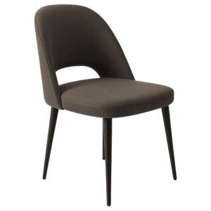 Durafurn Crescent Commercial Grade Fabric Dining Chair, Metal Leg, Charcoal / Black