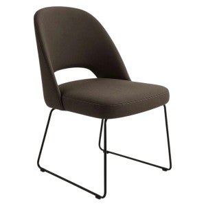 Durafurn Crescent Commercial Grade Fabric Dining Chair, Metal Sled Leg, Charcoal