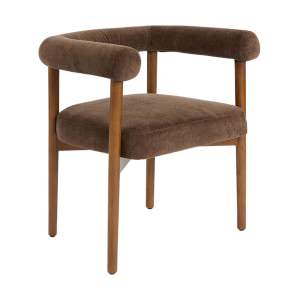 Manningham Fabric & Timber Carver Dining Chair, Chocolate / Walnut