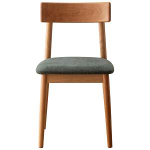 Noro American Cherrywood Dining Chair, Fabric Seat, Natural / Green