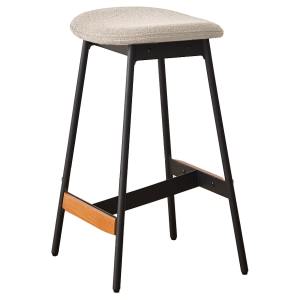 Norin Boucle Fabric & Iron Counter Stool, Off White / Black